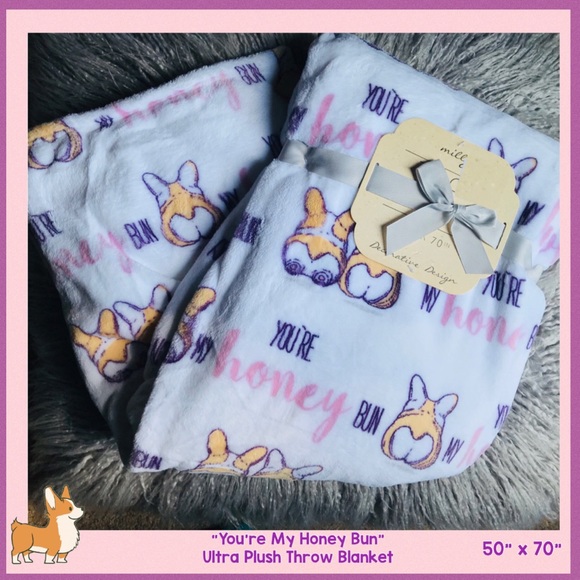 Milly You’re My Honey Bun Corgi Plush Blanket - Picture 2 of 8